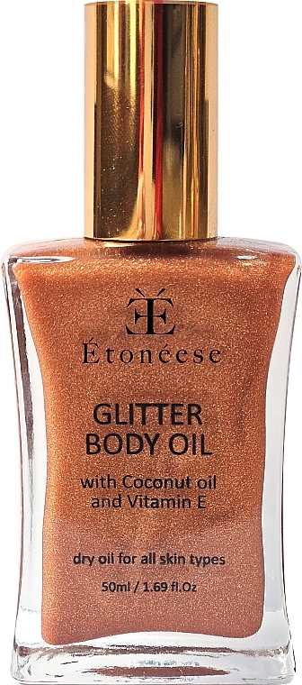 Суха олія для тіла з часточками золота - Etoneese Glitter Body Oil — фото N1