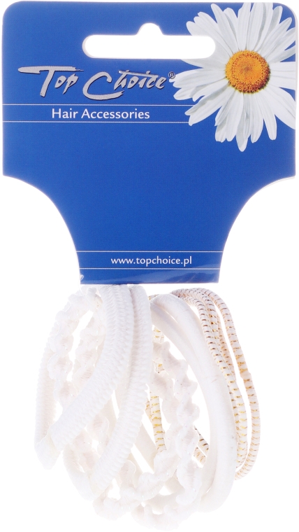 Резинки для волос "White Collection", белые, 10 шт - Top Choice — фото N1