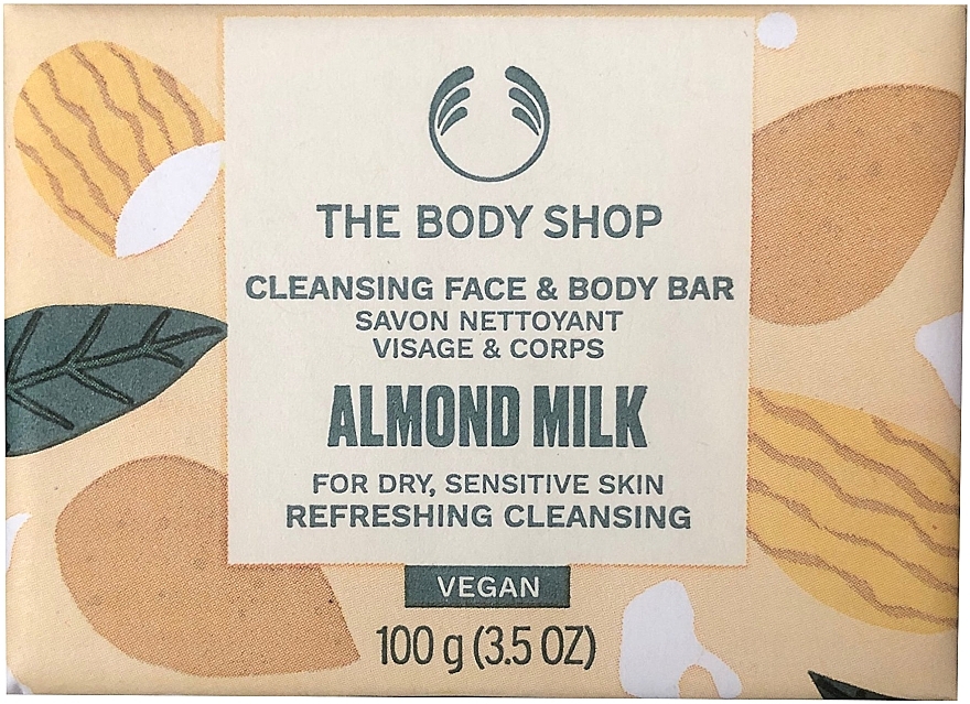 Мило для обличчя та тіла "Мигдальне молочко" - The Body Shop Almond Milk Cleansing Face & Body Bar — фото N1