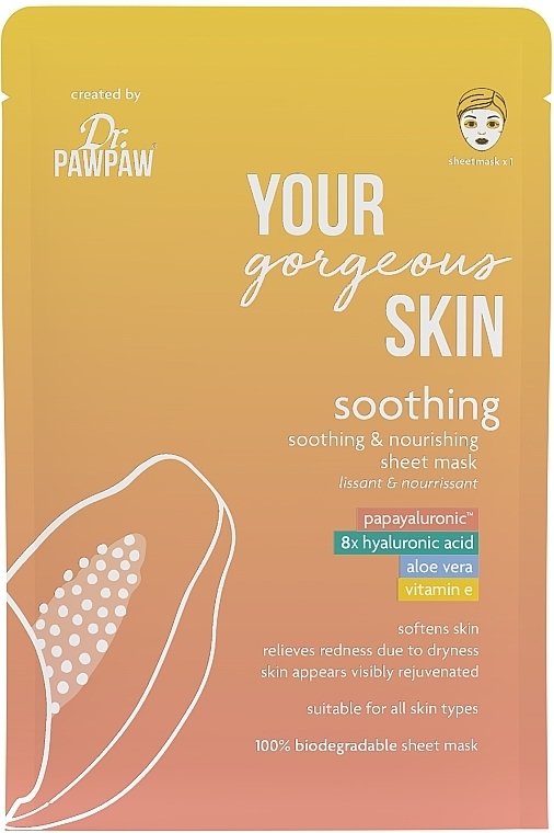 Тканинна маска для обличчя - Dr. PAWPAW Your Gorgeous Skin Soothing Sheet Mask — фото N1