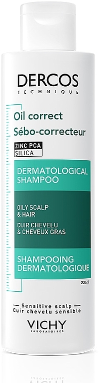 Дерматологічний себо-регулюючий шампунь для жирного волосся та шкіри голови - Vichy Dercos Oil Correct Oily Scalp & Hair Shampoo * — фото N1