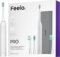Парфумерія, косметика Електрична зубна щітка, біла - Feelo Pro Sonic Toothbrush Premium Set