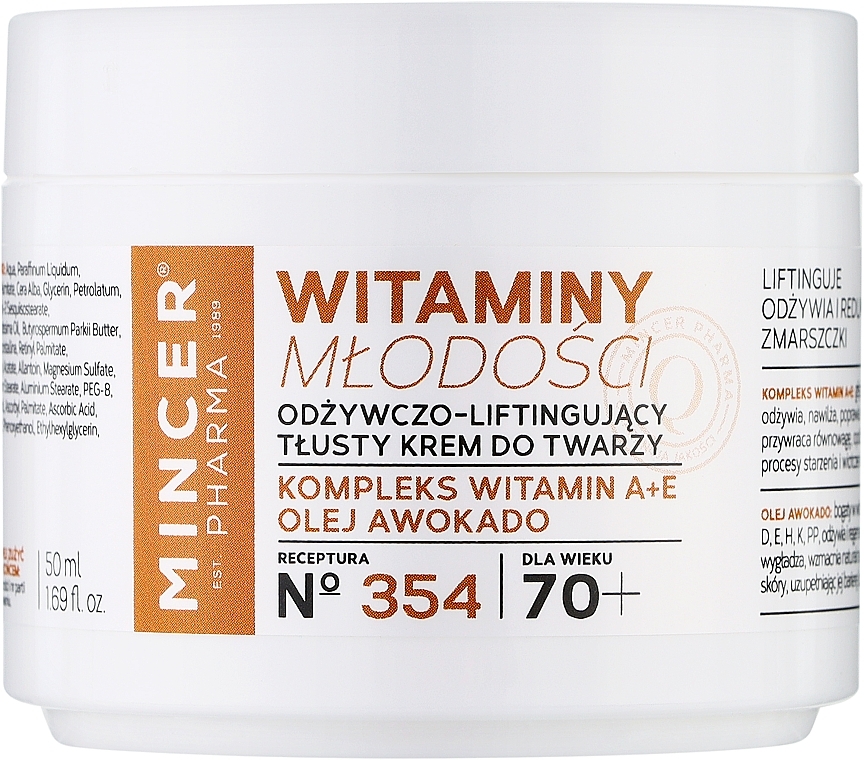 Крем для лица 70+ - Mincer Pharma Witaminy № 354