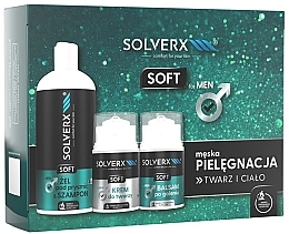 Парфумерія, косметика Набір - Solverx Men Soft (ash/balm/50 ml + f/cr/50 ml + sh/gel/400 ml)