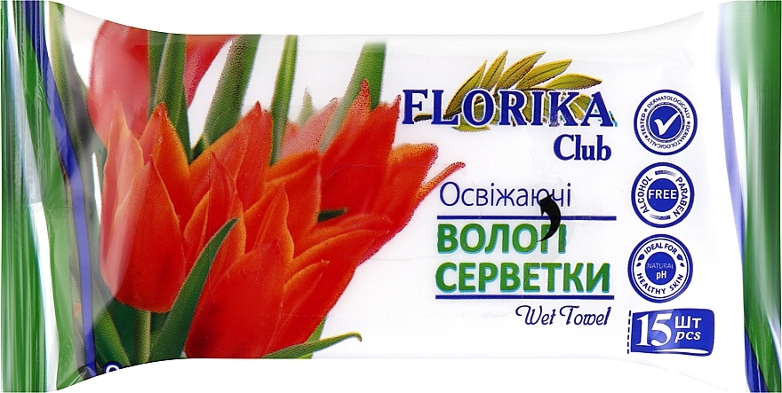 Вологі серветки "Квіти", тюльпан - Florika Wet Towel — фото N1