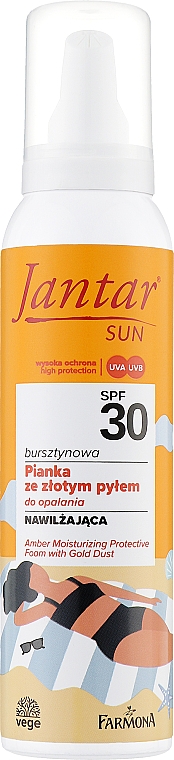 Бурштинова захисна пінка зволожувальна із золотистим напиленням - Farmona Jantar Sun SPF 30 — фото N1