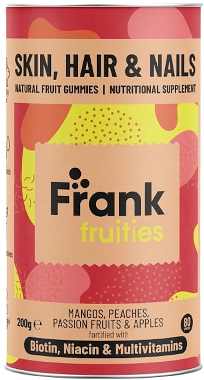 Харчова добавка для шкіри, волосся та нігтів - Frank Fruities Skin Hair And Nails Natural Fruit Gummies — фото N1