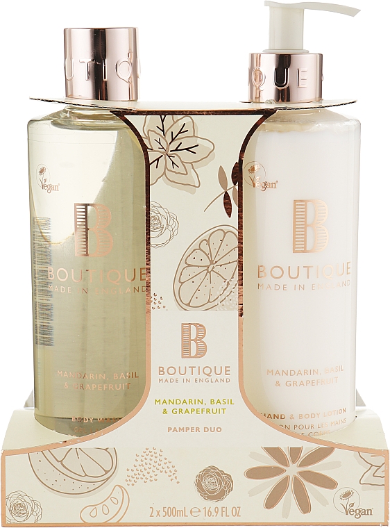 Набор - Grace Cole Boutique Mandarin, Basil & Grapefruit Body Care Duo (b/lot/500ml + sh/gel/500ml) — фото N1