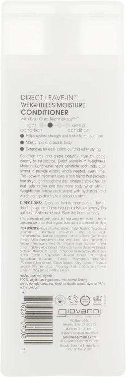Несмываемый кондиционер - Giovanni Eco Chic Hair Care Conditioner Direct Leave-In — фото N4