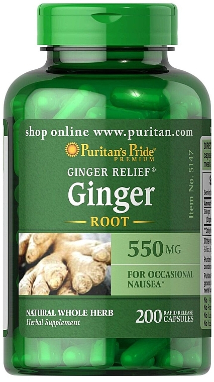 Дієтична добавка "Корінь імбиру" 550 мг, капсули - Puritan's Pride Ginger Root — фото N1