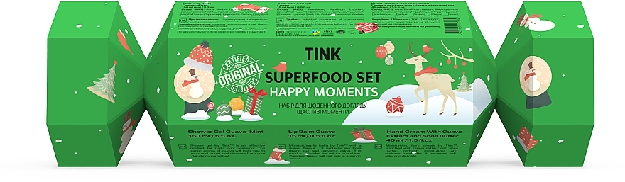 Подарунковий набір - Tink Superfood Set Happy Moments (sh/gel/150ml + lip/balm/15ml + hand/cr/45ml)