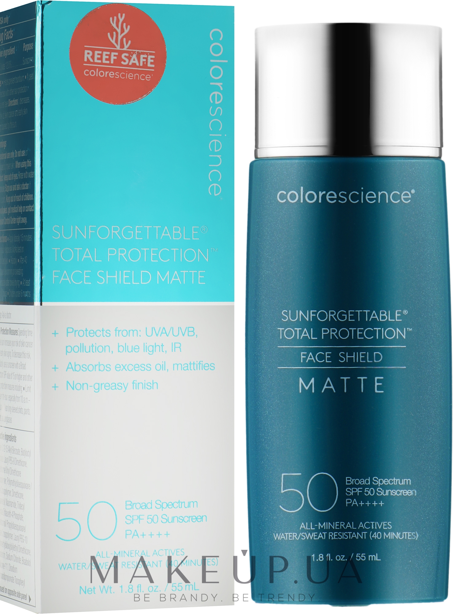 Сонцезахисний крем для обличчя - Colorescience Total Protection Face Shield Matte SPF 50 — фото 55ml