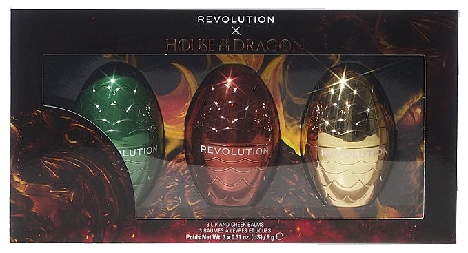 Набір - Makeup Revolution X House Of Dragon Dragon Egg Lip And Cheek Balm Set (balm/3x9g) — фото N1