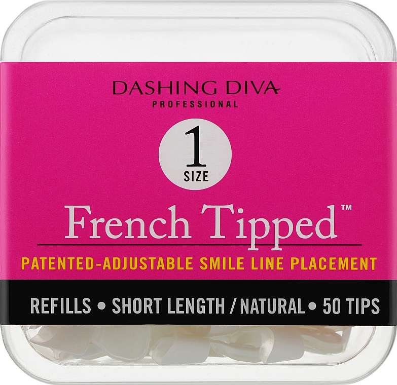 Тіпси короткі натуральні - Dashing Diva French Tipped Short Natural 50 Tips (Size - 1) — фото N1