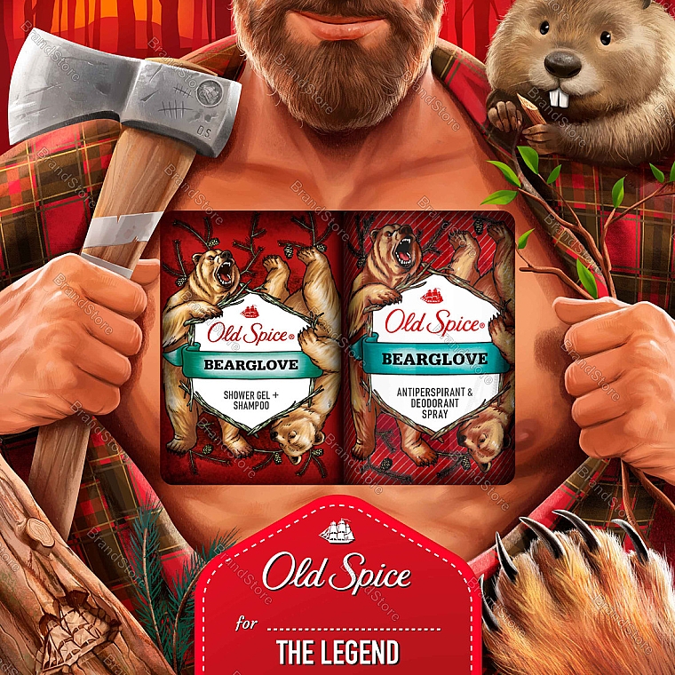 Набор - Old Spice Bearglove (deo/150ml + gel/250ml)