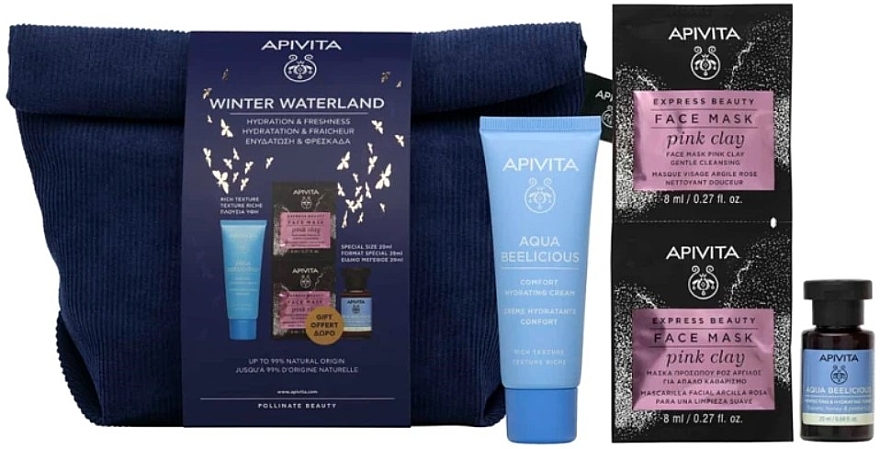 Набір - Apivita Winter Waterland Set Rich (cr/40ml + ton/20ml + mask/2x8ml + bag/1pcs) — фото N1