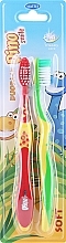 Духи, Парфюмерия, косметика Детская зубная щетка Rebi-Dental Dino M50, мягкая, красная+салатовая - Mattes