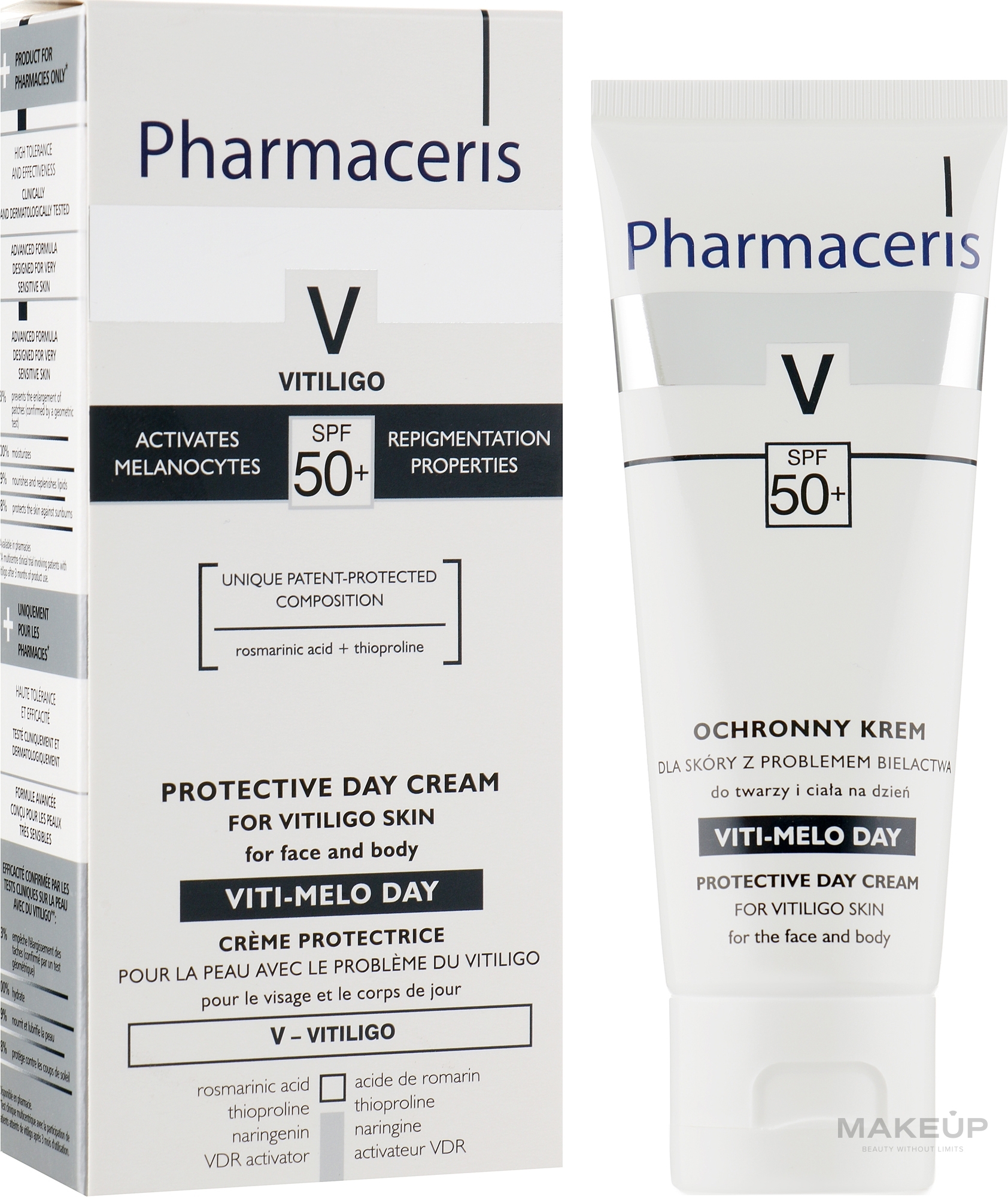 УЦЕНКА Защитный дневной крем для лица и тела для кожи с витилиго - Pharmaceris V Protective Day Cream for Vitiligo Skin SPF 50+ * — фото 75ml