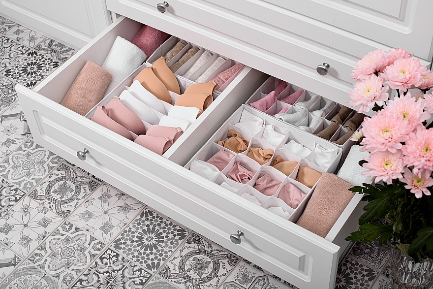 Органайзер для хранения с 6 ячейками, белый 30х30х10 см "Home" - MAKEUP Drawer Underwear Organizer White — фото N3