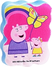 Парфумерія, косметика Мочалка банна дитяча "Свинка Пеппа", Пеппа з метеликом, блакитна - Suavipiel Peppa Pig Bath Sponge
