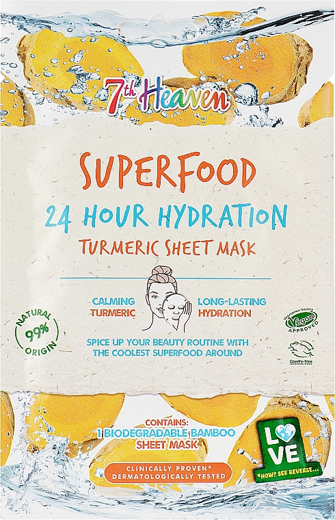 Тканинна маска для обличчя з куркумою - 7th Heaven Superfood 24H Hydration Turmeric Sheet Mask — фото N1