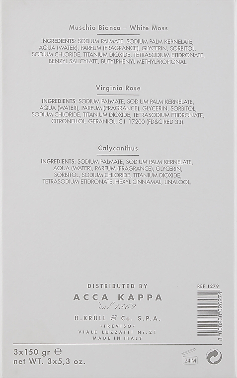 Набор - Acca Kappa Virginia Rose Soap Set (soap/3x150g) — фото N3