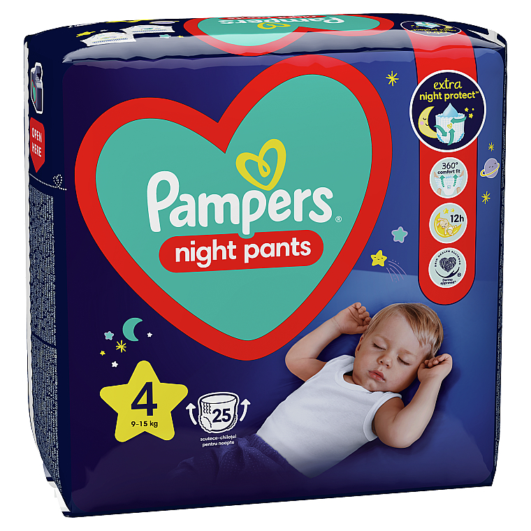 Подгузники-трусики ночные Night Pants Размер 4 (9-15 кг), 25 шт - Pampers — фото N4