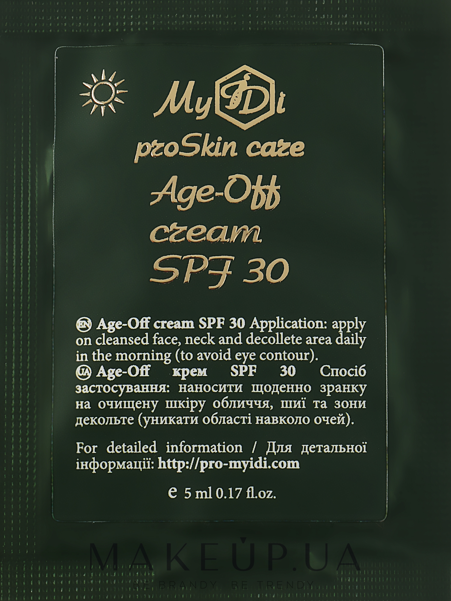 Антивіковий денний крем для обличчя - MyIDi Age-Off Cream SPF 30 (пробник) — фото 5ml