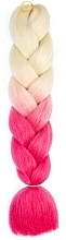 Искуственные накладные волосы, 120 см, бело-розовое омбре - Ecarla — фото N1