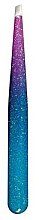 Парфумерія, косметика Пінцет скошений "Epoxy Glitter", 75995, малиново-блакитний - Top Choice