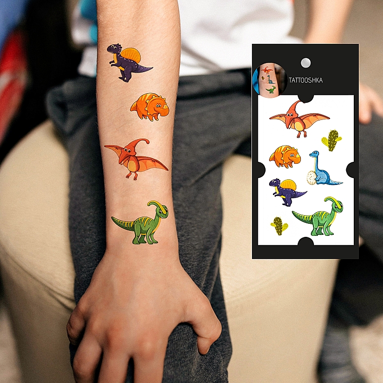 Набір дитячих тимчасових тату "Дитячі динозаврики" - Tattooshka — фото N4