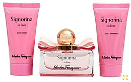 Духи, Парфюмерия, косметика Salvatore Ferragamo Signorina In Fiore - Набор (edt/50ml + b/gel50m l+ b/lot/50ml)