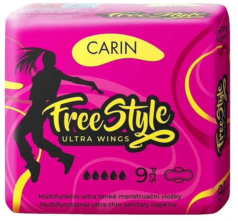 Гігієнічні прокладки,  9 шт. - Carin Free Style Ultra Wings — фото N1