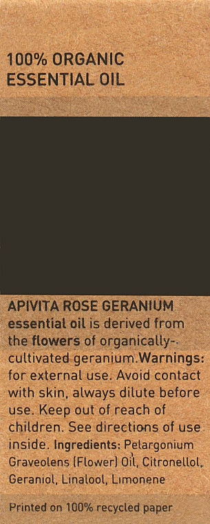 Ефірне масло - Apivita Aromatherapy Organic Geranium Oil — фото N3