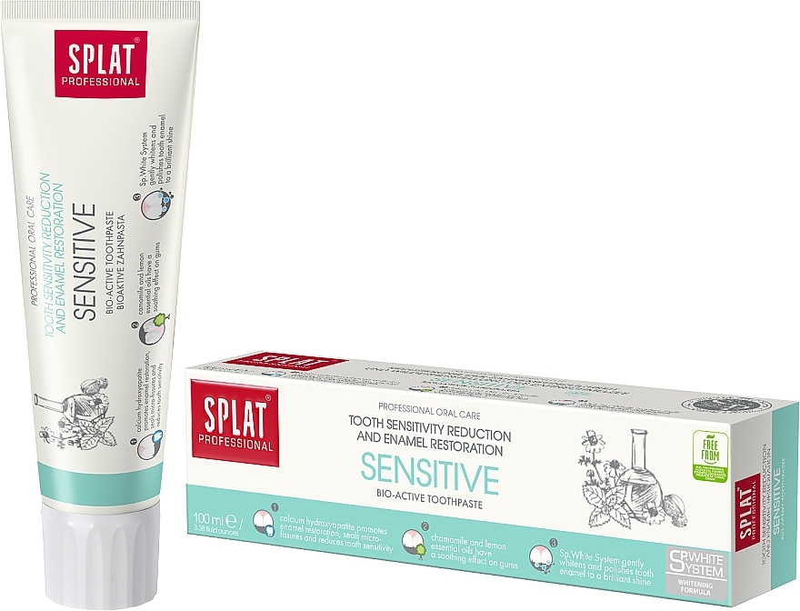 Антибактеріальна зубна паста для зниження чутливості зубів і відновлення емалі "Sensitive" - SPLAT