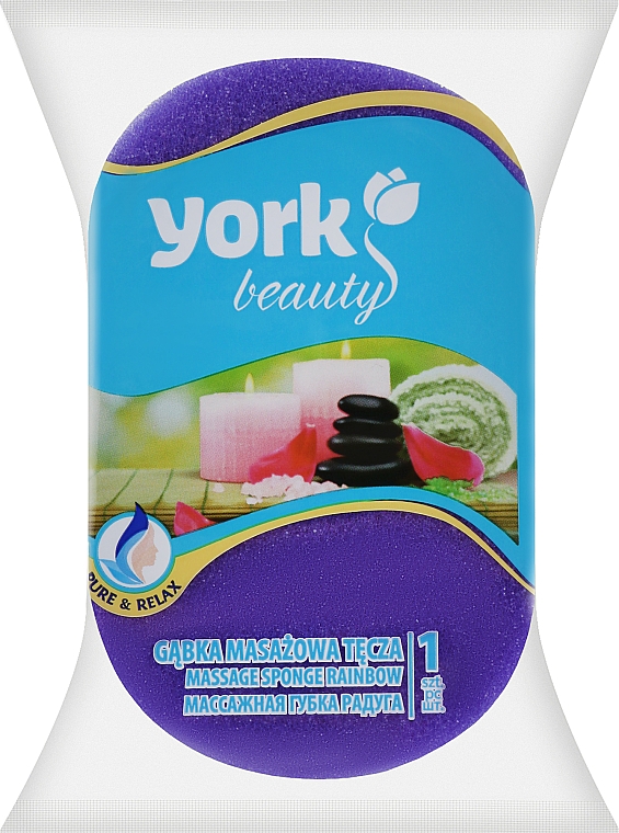 Губка для ванни та масажу "Веселка", фіолетовий + блакитний - York — фото N1