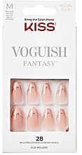 Набор накладных ногтей, размер M, 28 шт. - Kiss Voguish Fantasy French — фото N1