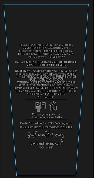 Набір - Baylis & Harding Signature Men's Black Pepper & Ginseng Toiletry Bag (hair/body/wash/100ml + a/sh/balm/100ml + face/wash/100ml + acc) — фото N3