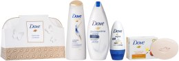 Духи, Парфюмерия, косметика Набор "Праздничная коллекция" - Dove (soap/100g + deo/50ml + shm/250ml + sh/gel/250ml + pouch)