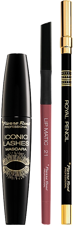 Набор - Pierre Rene Smoky Black (mascara/15ml + eye/pencil/1.6g + lip/pencil/0.4g) — фото N4