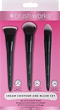 Набір пензлів для макіяжу, 3 шт. - Brushworks Cream Contour And Blush Set — фото N2