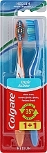 Духи, Парфюмерия, косметика Набор зубных щеток "Тройное действие" средней жесткости, 2 шт., оранжевая, синяя, вариант 2 - Colgate Triple Action Medium