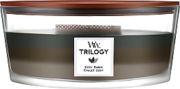Ароматическая свеча в стакане - WoodWick Cozy Cabin Trilogy Ellipse Candle — фото N1