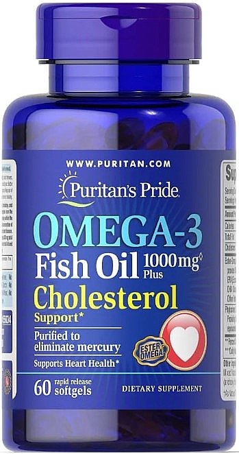 Пищевая добавка "Омега-3 плюс поддержка холестерина" - Puritan's Pride Omega-3 Fish Oil Plus Cholesterol Support — фото N1