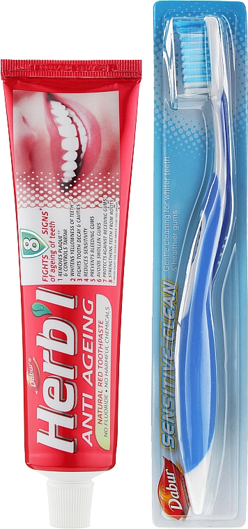 Набор "Anti Ageing" - Dabur Herb`l (toothbrush/1шт + toothpaste/150g) — фото N2