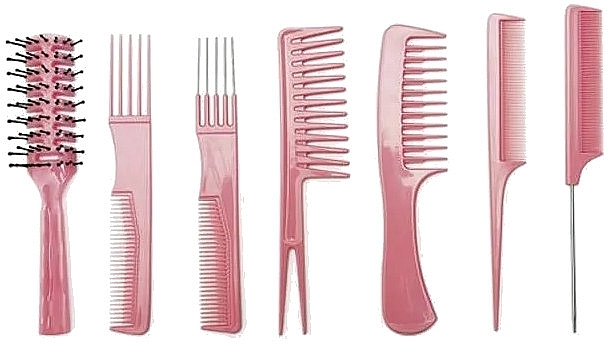 Набор профессиональных расчесок для волос - Bifull Professional Peine 7 Set Pink — фото N1