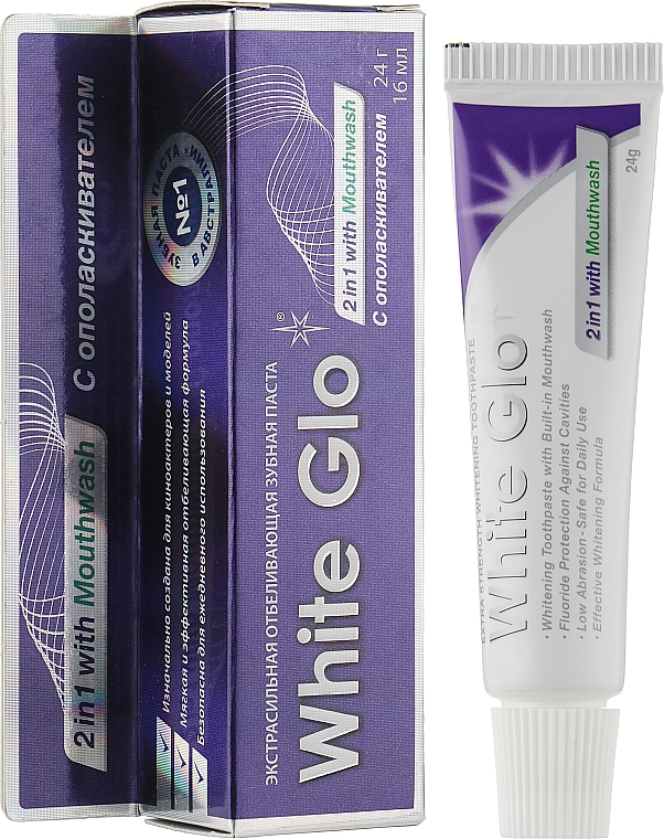 Отбеливающая зубная паста 2в1 - White Glo 2 In 1 With Mouthwash — фото N1