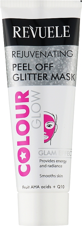 Розовая омолаживающая маска-пленка - Revuele Color Glow Glitter Mask Pell-Off Rejuvenating — фото N1