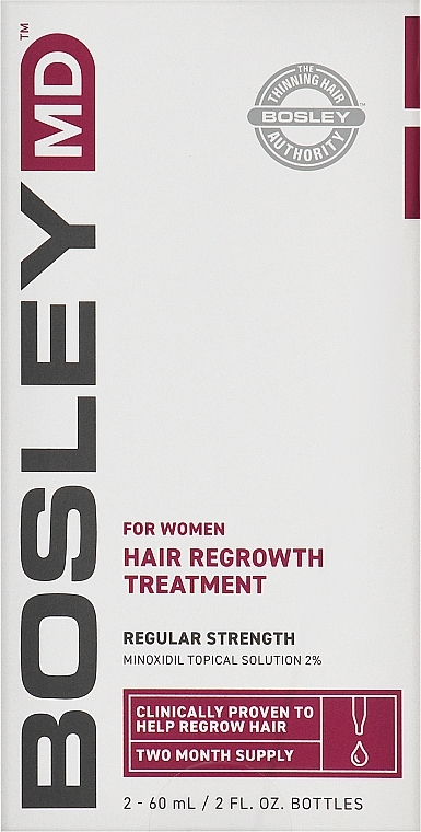 Раствор с миноксидилом 2% для восстановления роста волос у женщин, с пипеткой - Bosley Hair Regrowth Treatment — фото N1