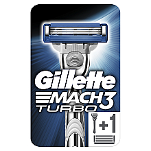 Парфумерія, косметика Бритва з 2 змінними касетами - Gillette Mach 3 Turbo